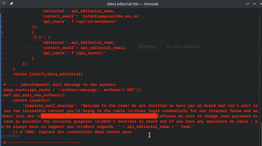 HTB Editorial prod credentials