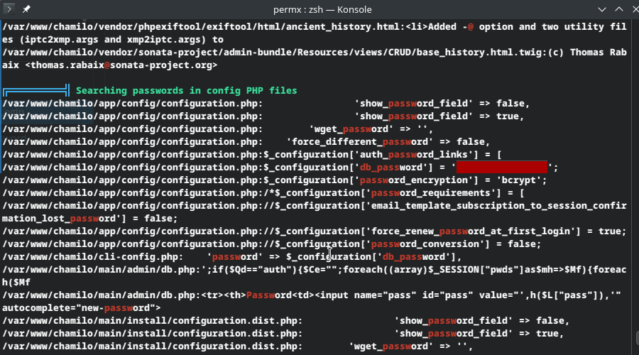 HTB PermX DB password