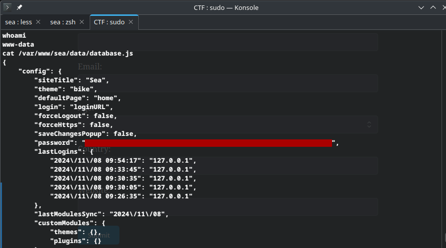 HTB Sea database.js